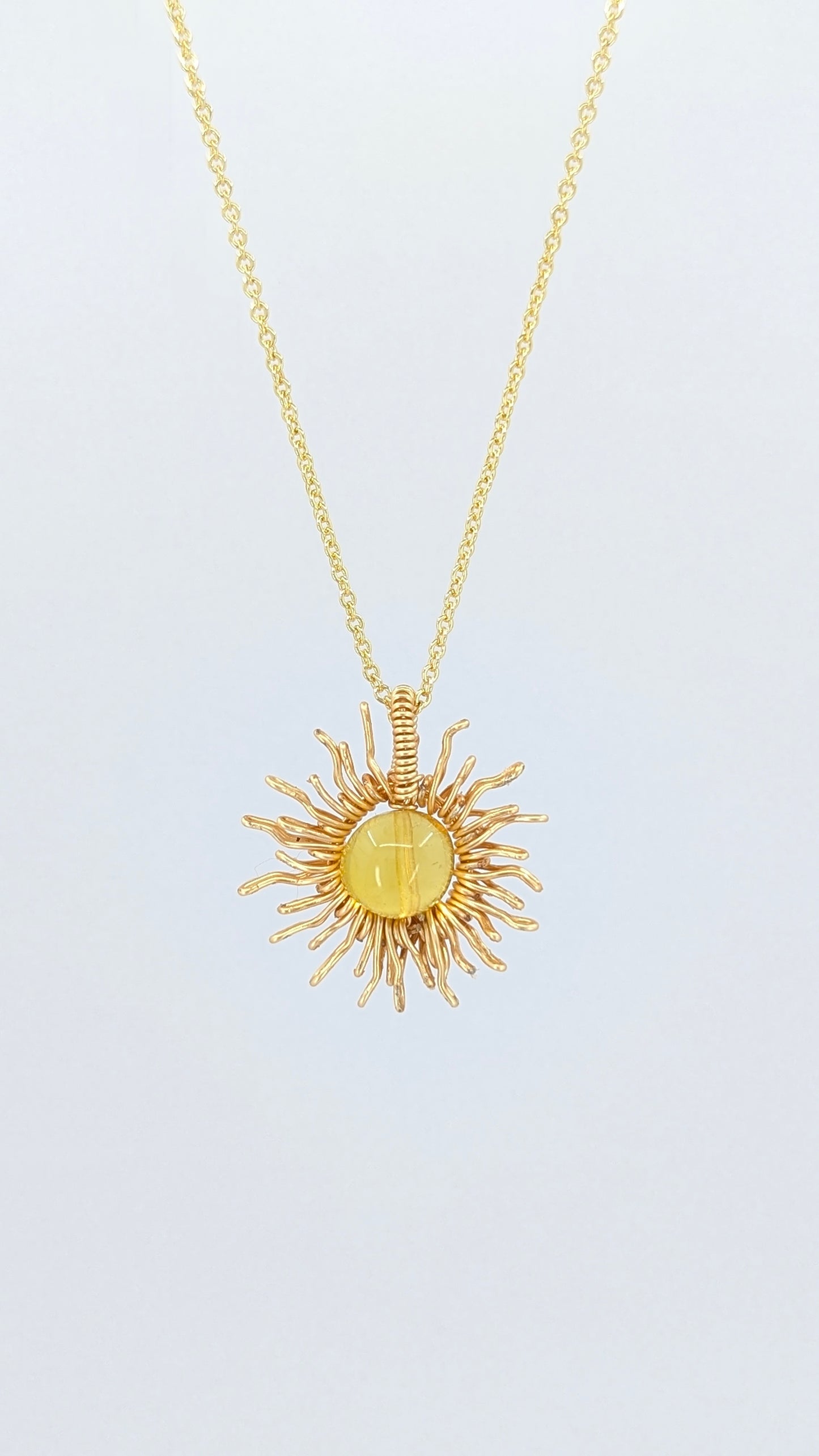 Amber Sunshine Necklace – Gold Tone (Light Rounded Amber)