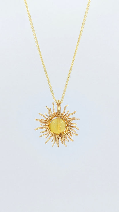 Amber Sunshine Necklace – Gold Tone (Light Rounded Amber)