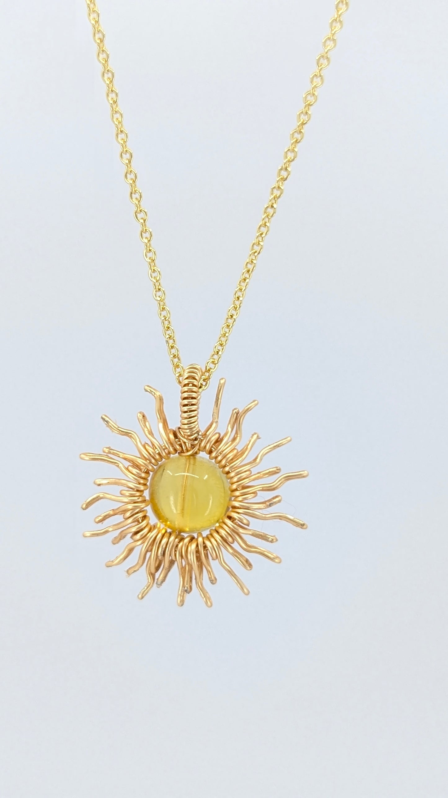 Amber Sunshine Necklace – Gold Tone (Light Rounded Amber)