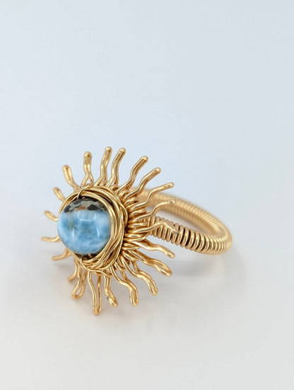 Larimar Golden hour Sunshine ring