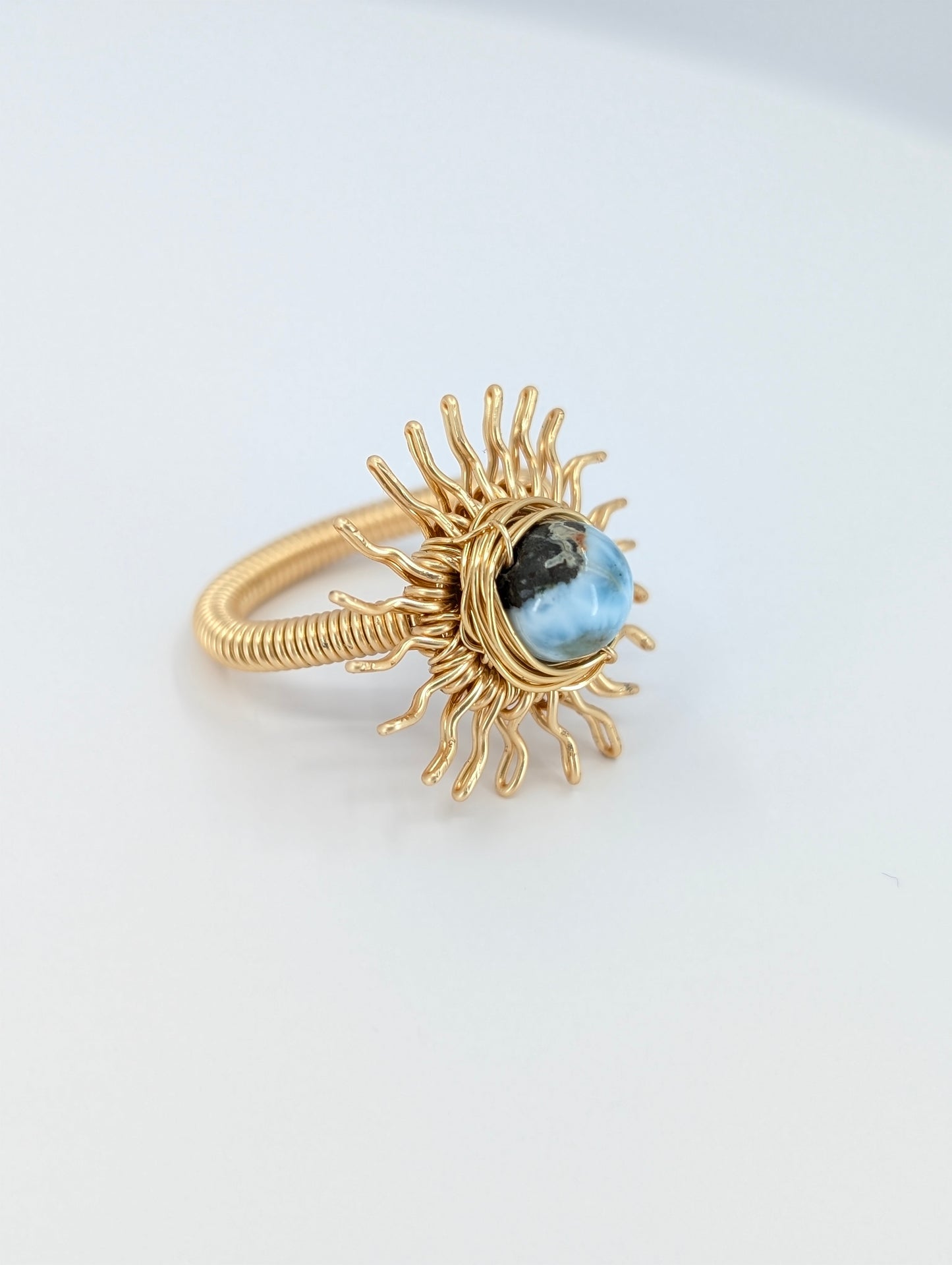 Larimar Golden hour Sunshine ring