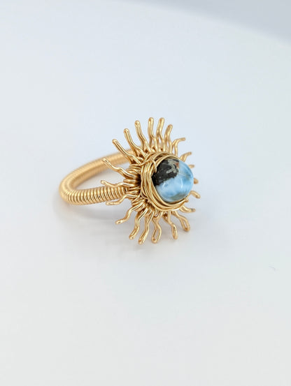 Larimar Golden hour Sunshine ring