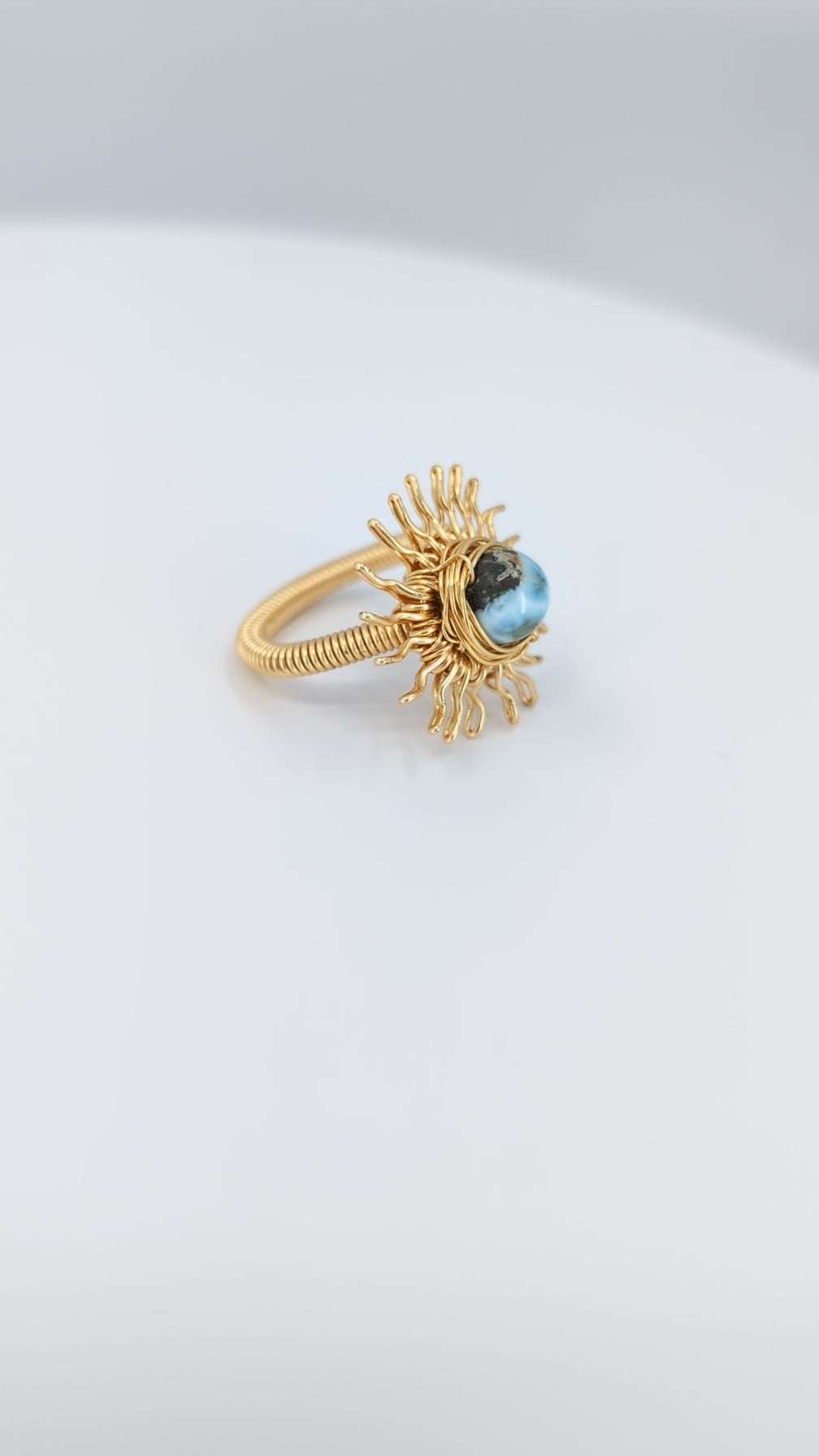 Larimar Golden hour Sunshine ring