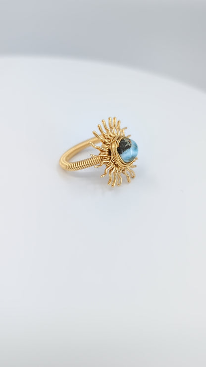 Larimar Golden hour Sunshine ring