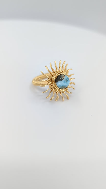 Larimar Golden hour Sunshine ring