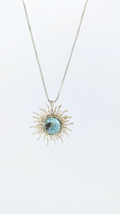 Sunshine larimar silver color necklace