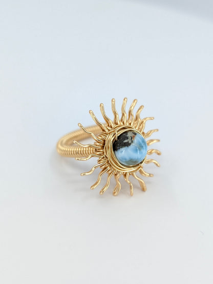 Larimar Golden hour Sunshine ring