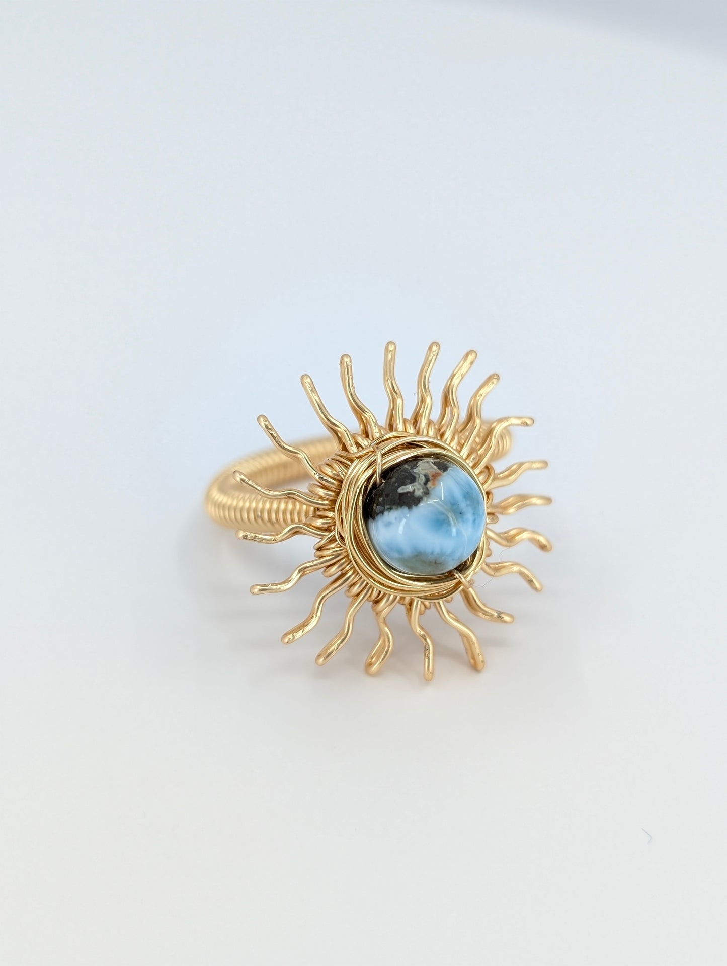 Larimar Golden hour Sunshine ring
