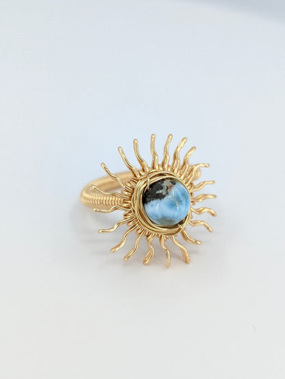 Larimar Golden hour Sunshine ring