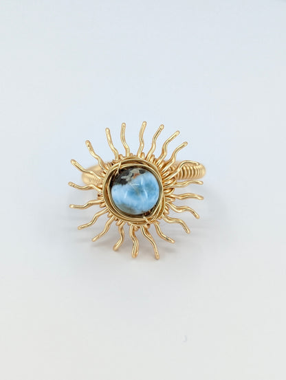 Larimar Golden hour Sunshine ring