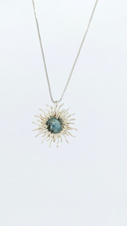 Sunshine larimar silver color necklace